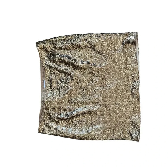 Cache Women's Gold Sequin Mini Skirt Size 12 - Picture 4 of 8